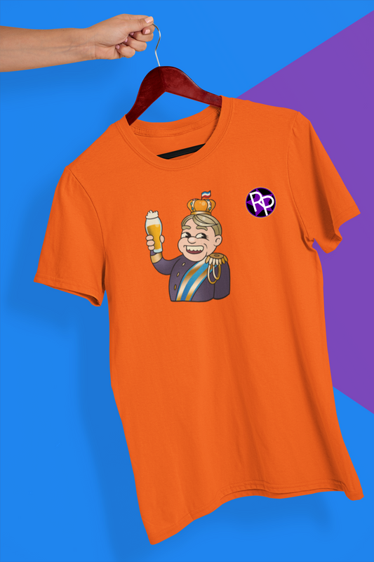 Koning Willy "Proost"  T-Shirt (oranje) heren