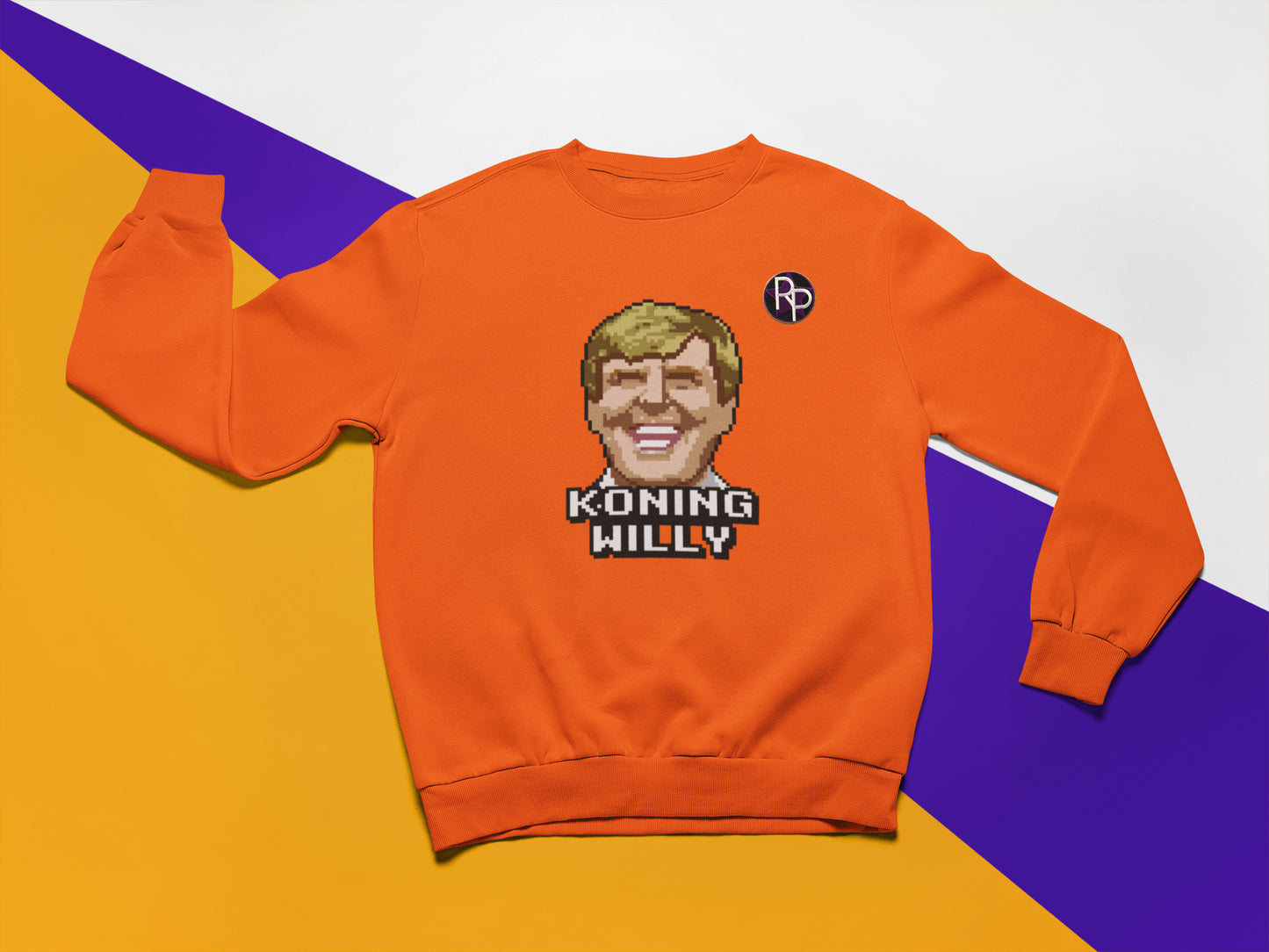 De Enige Echte Koning Willy Pixel RP Trui (oranje)