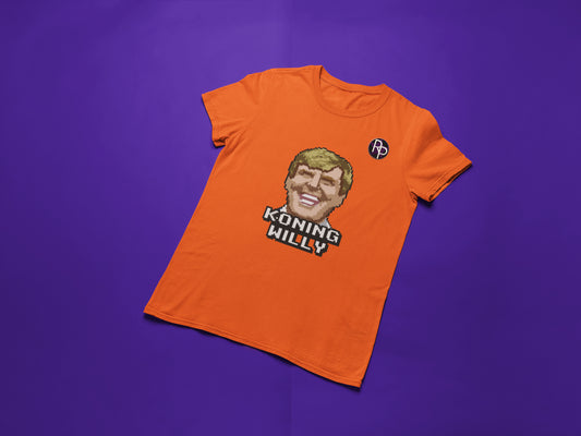 Het enige ECHTE Koning Willy Pixel RP T-Shirt (oranje) heren