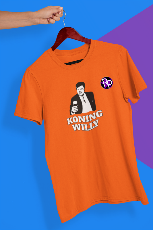 Koning Willy "hier een biertje" T-Shirt (oranje) heren